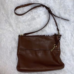 Large brown fossil Fiona crossbody bag